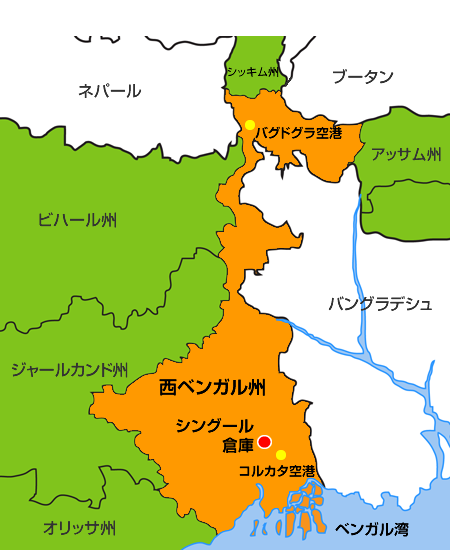 西ベンガル州拡大図（西ベンガル州の図）